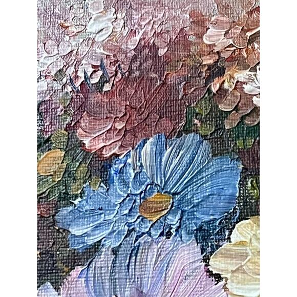 Vintage Framed Canvas Still Life of Flowers Signed Röth? Acrylic Textured Floral - Picture 6 of 16